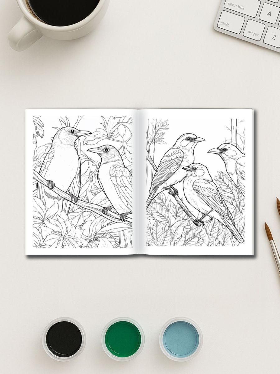 Birdsong Nature – 10 Tranquil Bird Coloring Pages - Image 3